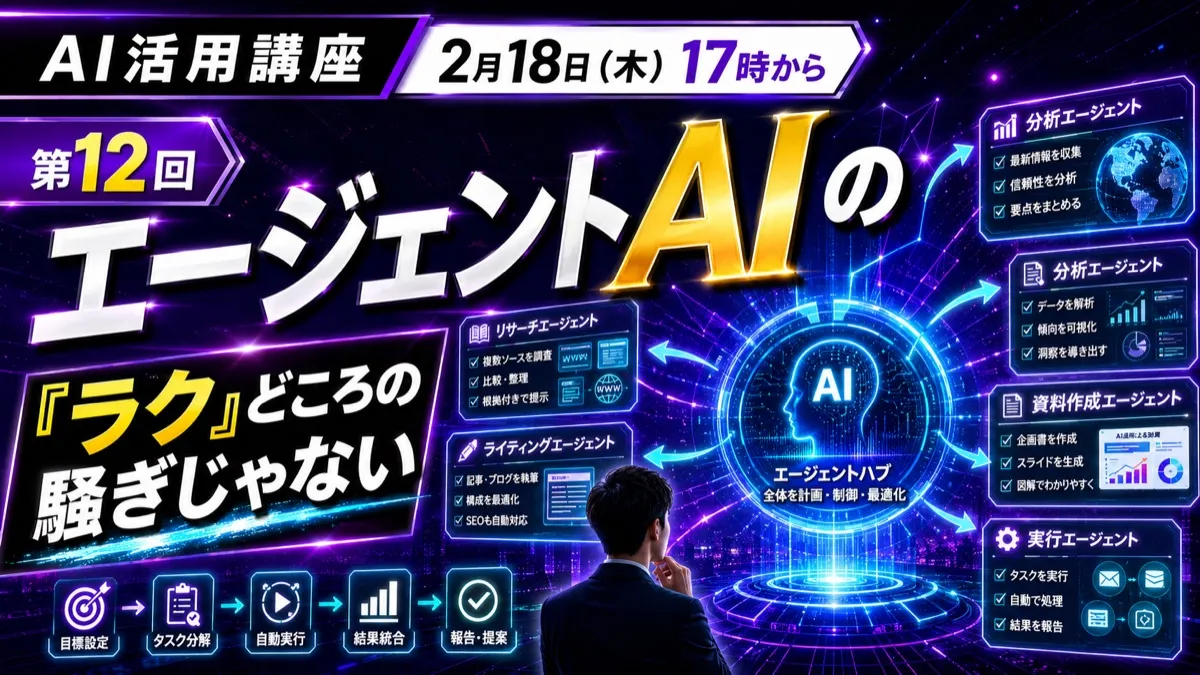 第12回 エージェントAIの世界！「ラク」どころの騒ぎじゃない